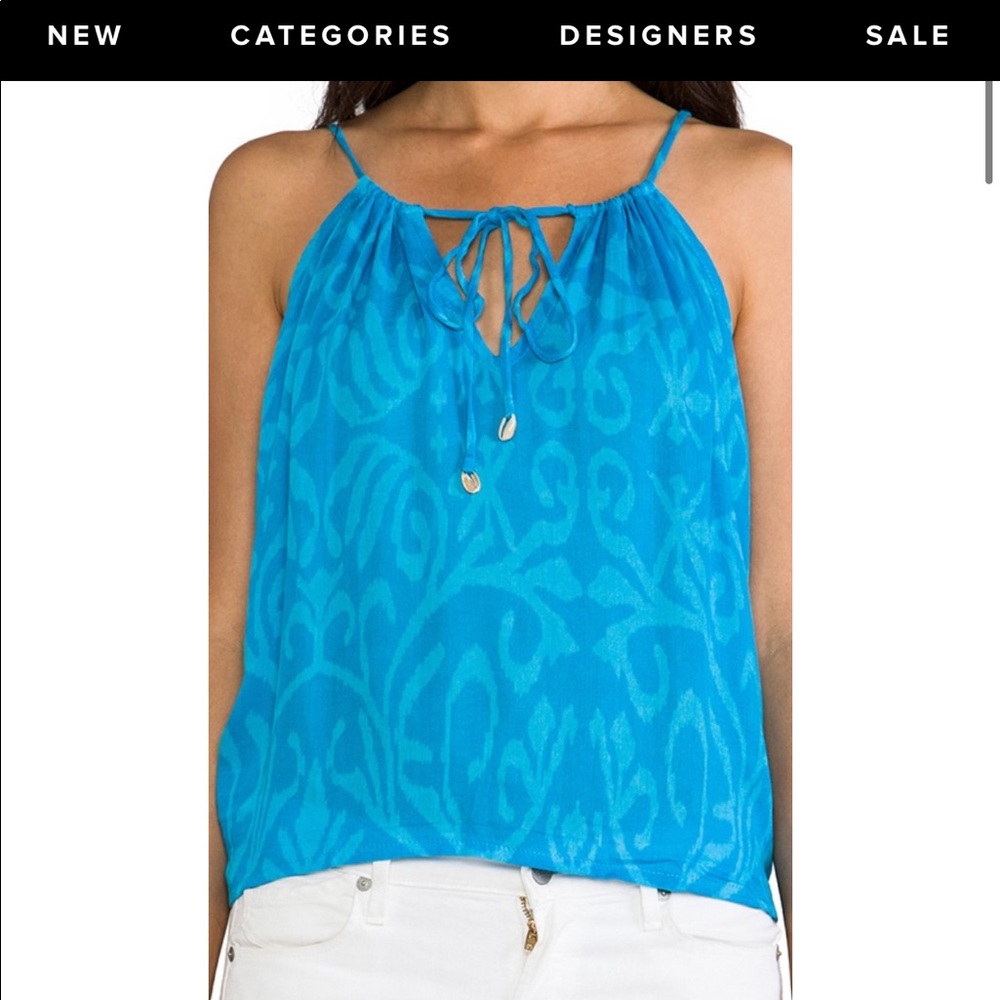 Indah Mazzy Drawstring Loose Tank Torquoise M